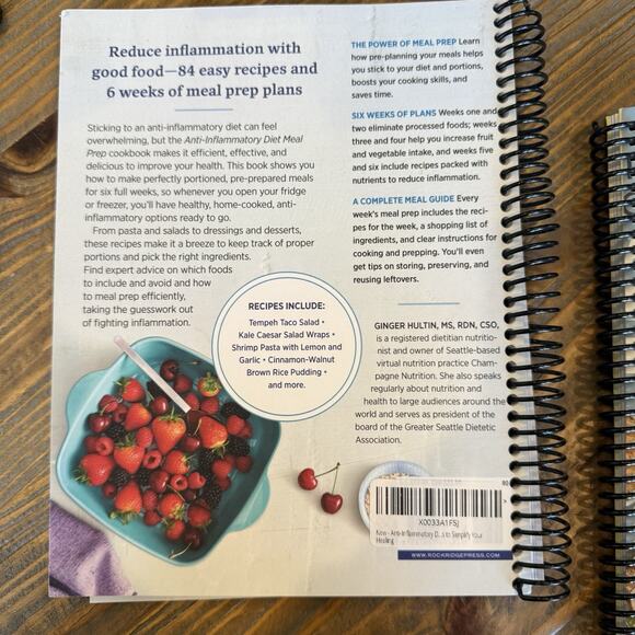 Anti-Inflammatory Diet Cookbooks Meal Prep Lot Of 2 Lay Flat Spiral Bound Books - Picture 3 of 5